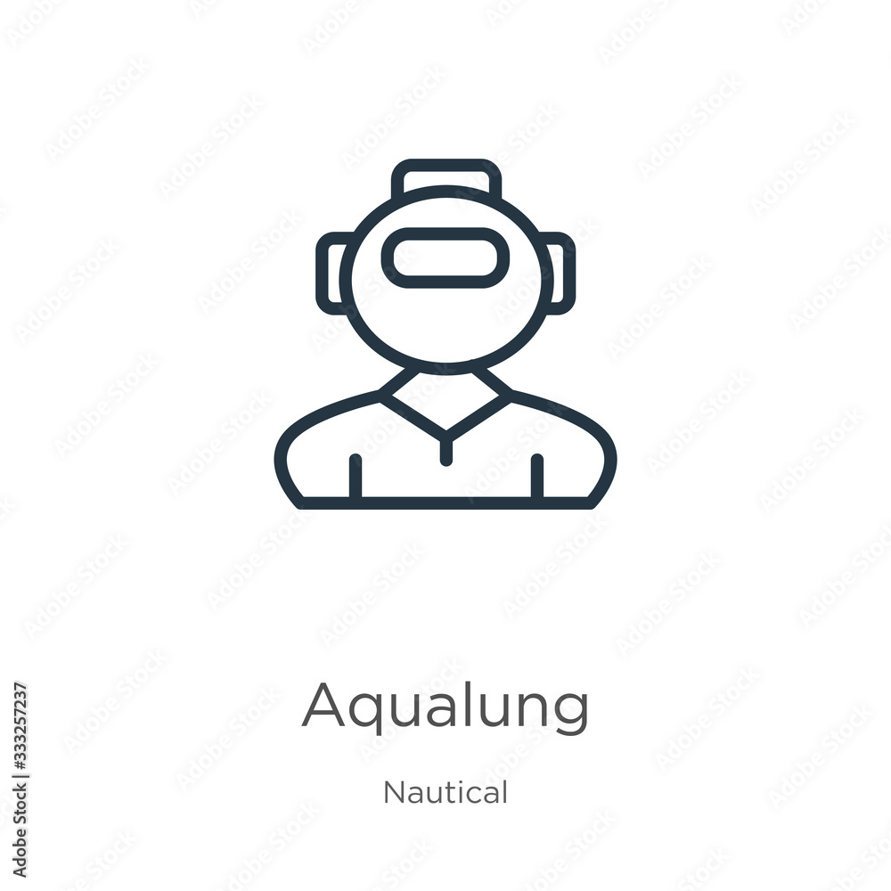 Aqualung icon. Thin linear aqualung outline icon isolated on white background from nautical collection. Line vector sign, symbol for web and mobile