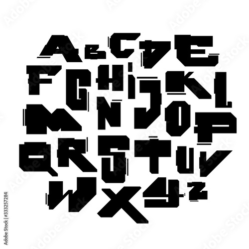 Geometric modern cyber style font. Vector alphabet