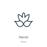Neroli icon. Thin linear neroli outline icon isolated on white background from nature collection. Line vector sign, symbol for web and mobile