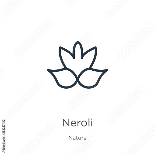 Neroli icon. Thin linear neroli outline icon isolated on white background from nature collection. Line vector sign, symbol for web and mobile