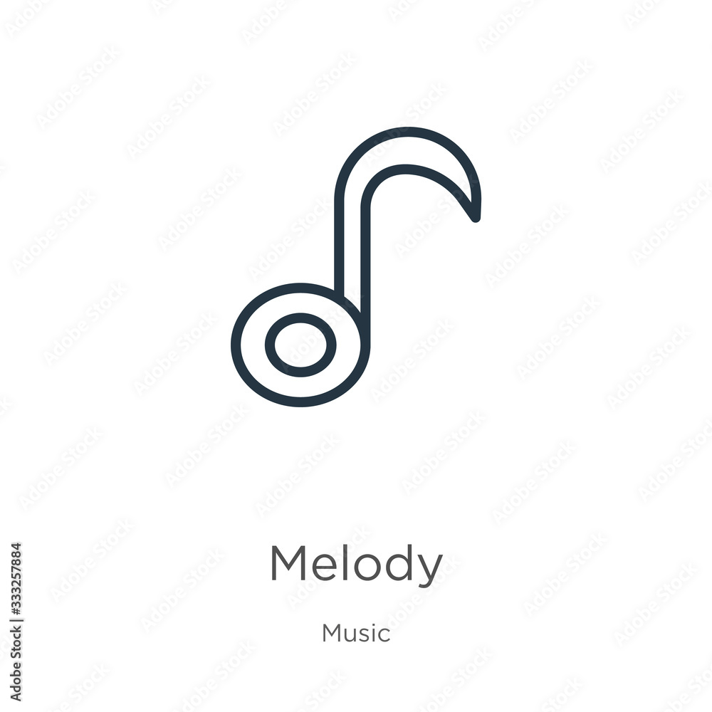 Melody icon. Thin linear melody outline icon isolated on white background from music collection. Line vector sign, symbol for web and mobile Melody icon. Thin linear melody outline icon isolated on white background from music collection. Line vector sign, symbol for web and mobile