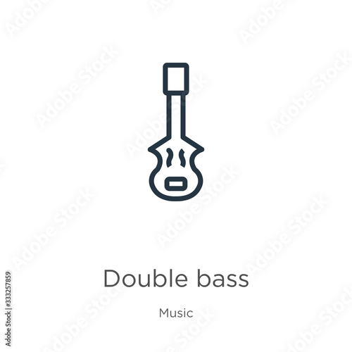 Double bass icon. Thin linear double bass outline icon isolated on white background from music collection. Line vector sign, symbol for web and mobile