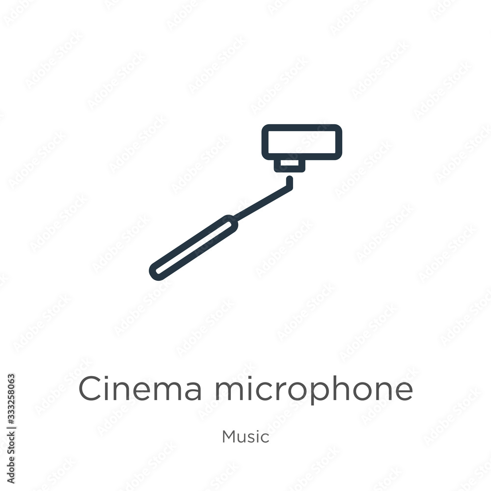 Cinema microphone icon. Thin linear cinema microphone outline icon isolated on white background from music collection. Line vector sign, symbol for web and mobile Cinema microphone icon. Thin linear cinema microphone outline icon isolated on white background from music collection. Line vector sign, symbol for web and mobile