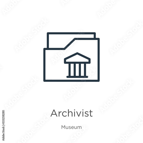 Archivist icon. Thin linear archivist outline icon isolated on white background from museum collection. Line vector sign, symbol for web and mobile