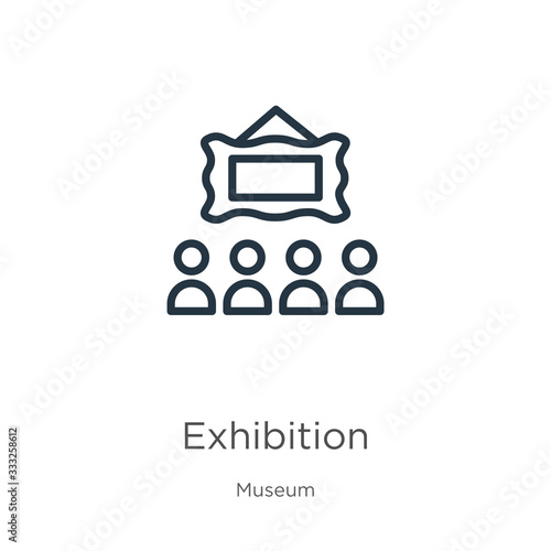 Exhibition icon. Thin linear exhibition outline icon isolated on white background from museum collection. Line vector sign, symbol for web and mobile