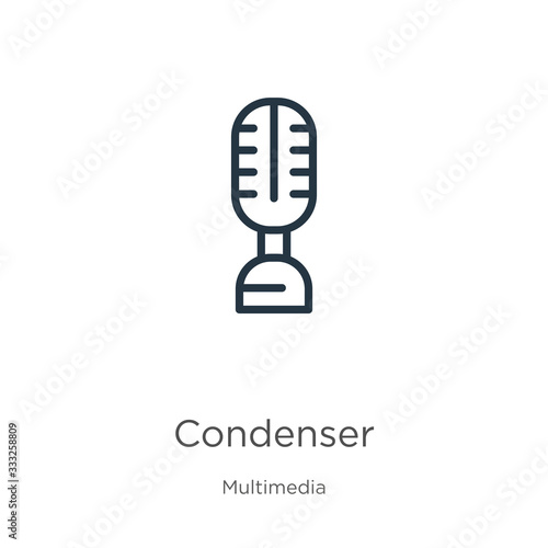 Condenser icon. Thin linear condenser outline icon isolated on white background from multimedia collection. Line vector sign, symbol for web and mobile