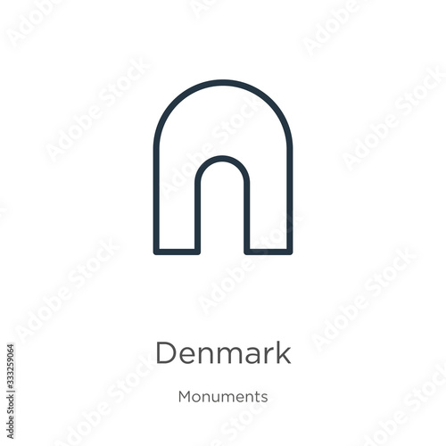 Denmark icon. Thin linear denmark outline icon isolated on white background from monuments collection. Line vector sign, symbol for web and mobile