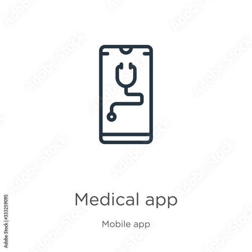Medical app icon. Thin linear medical app outline icon isolated on white background from mobile app collection. Line vector sign, symbol for web and mobile