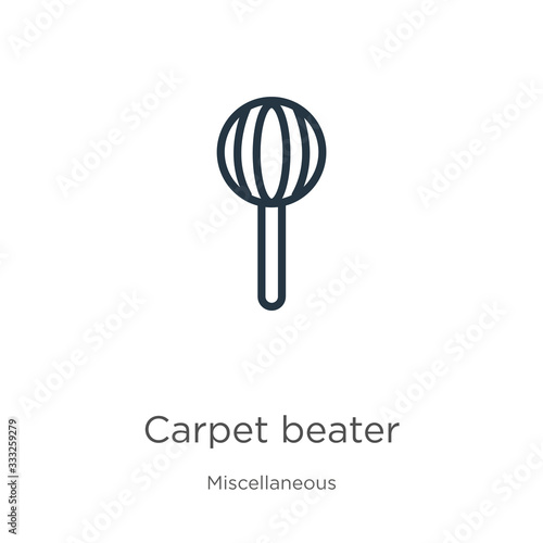 Carpet beater icon. Thin linear carpet beater outline icon isolated on white background from miscellaneous collection. Line vector sign, symbol for web and mobile photo