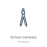 School compass icon. Thin linear school compass outline icon isolated on white background from miscellaneous collection. Line vector sign, symbol for web and mobile