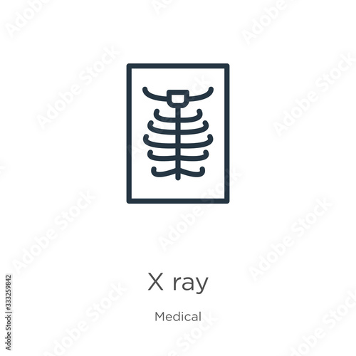 X ray icon. Thin linear x ray outline icon isolated on white background from medical collection. Line vector sign, symbol for web and mobile