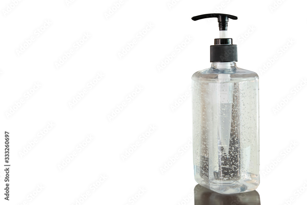 Obraz premium Alcohol gel bottle on isolated white background