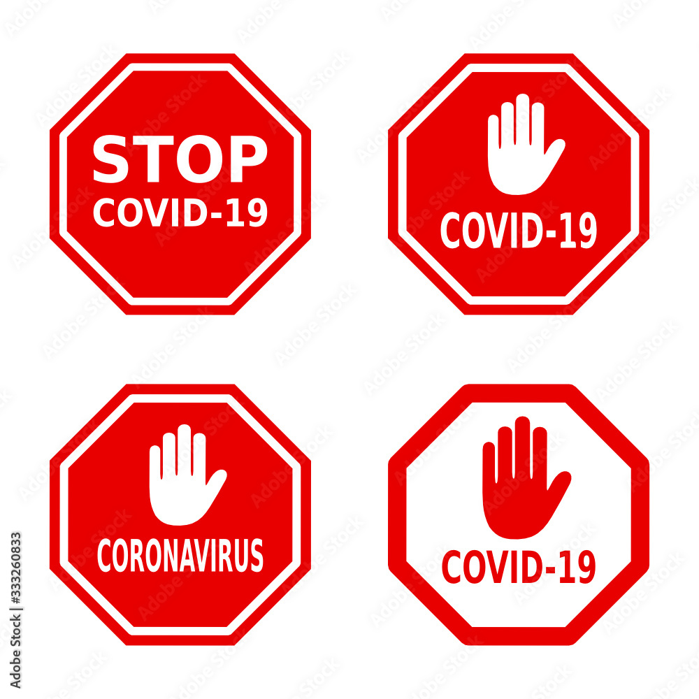 zestaw znaków stop coronavirus - obrazy, fototapety, plakaty 