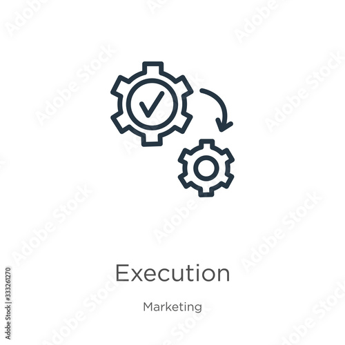 Execution icon. Thin linear execution outline icon isolated on white background from marketing collection. Line vector sign, symbol for web and mobile