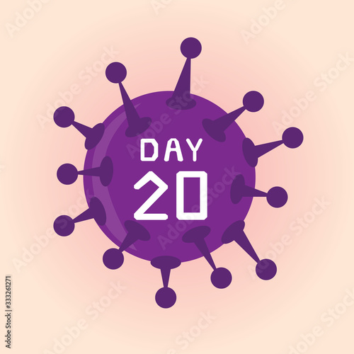 Day 20, Illustratition coronavirus or covid-19 virus infection icon. photo