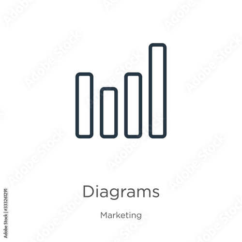 Diagrams icon. Thin linear diagrams outline icon isolated on white background from marketing collection. Line vector sign  symbol for web and mobile