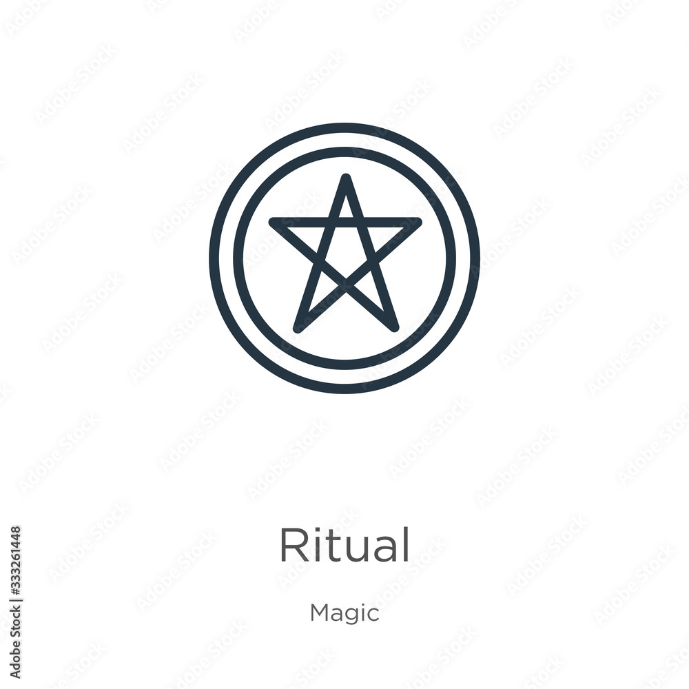Ritual icon. Thin linear ritual outline icon isolated on white background from magic collection. Line vector sign, symbol for web and mobile Ritual icon. Thin linear ritual outline icon isolated on white background from magic collection. Line vector sign, symbol for web and mobile