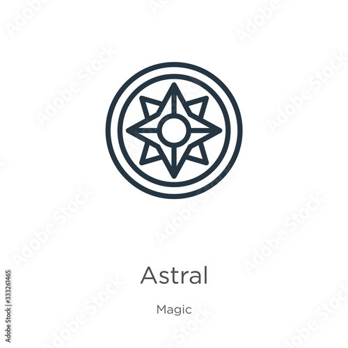 Astral icon. Thin linear astral outline icon isolated on white background from magic collection. Line vector sign, symbol for web and mobile