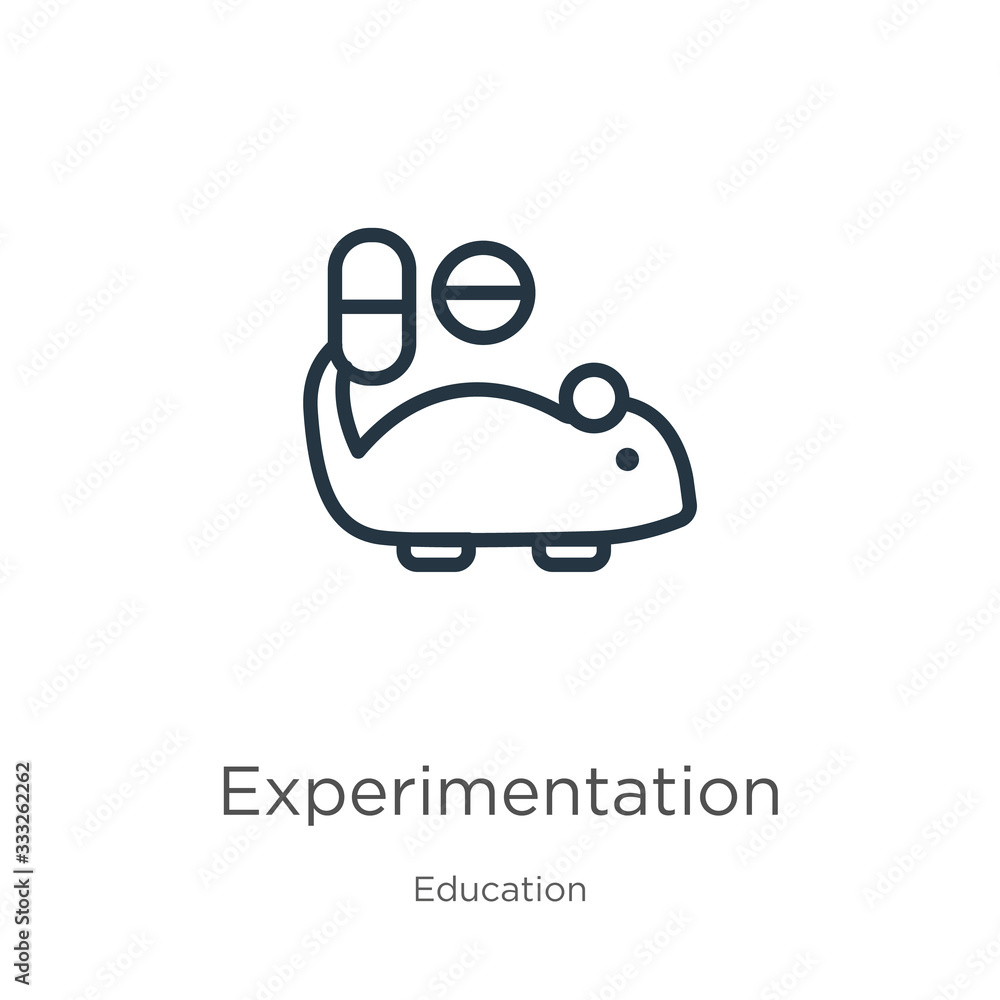 Experimentation icon. Thin linear experimentation outline icon isolated on white background from education collection. Line vector sign, symbol for web and mobile Experimentation icon. Thin linear experimentation outline icon isolated on white background from education collection. Line vector sign, symbol for web and mobile