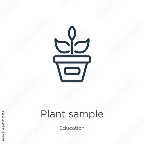 Plant sample icon. Thin linear plant sample outline icon isolated on white background from education collection. Line vector sign  symbol for web and mobile