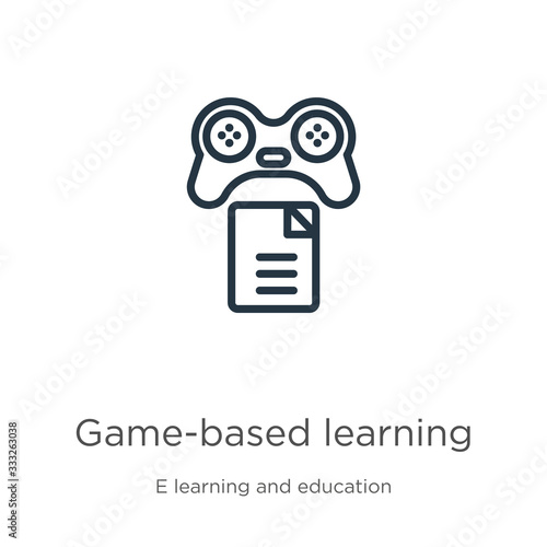 Game-based learning icon. Thin linear game-based learning outline icon isolated on white background from e learning and education collection. Line vector sign, symbol for web and mobile