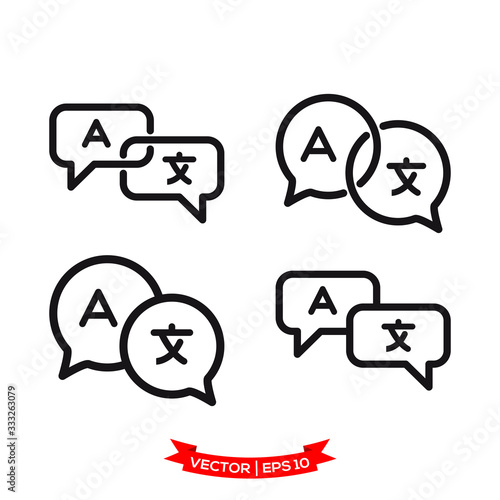 language icon, translation vector icon, bubble speech icon