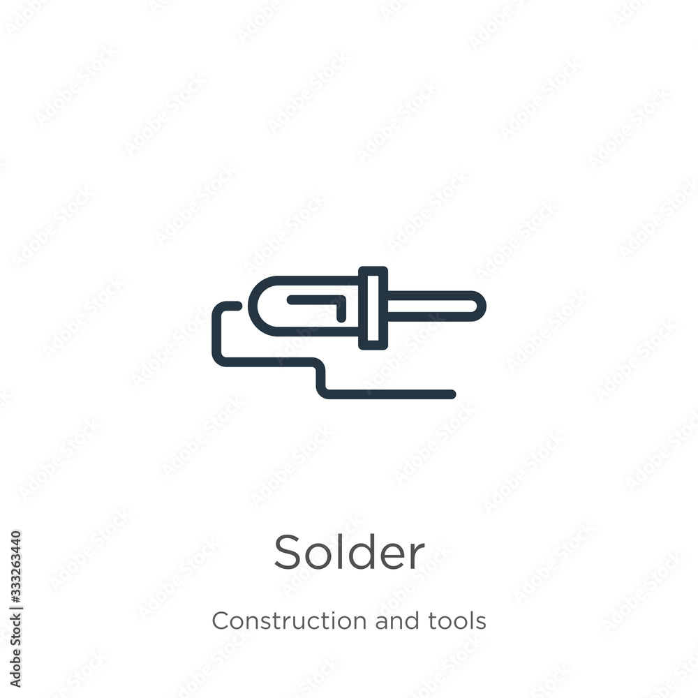 Solder icon. Thin linear solder outline icon isolated on white background from construction and tools collection. Line vector sign, symbol for web and mobile