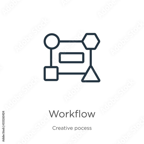 Workflow icon. Thin linear workflow outline icon isolated on white background from creative pocess collection. Line vector sign, symbol for web and mobile