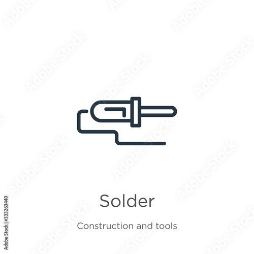 Solder icon. Thin linear solder outline icon isolated on white background from construction and tools collection. Line vector sign, symbol for web and mobile