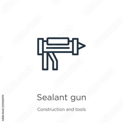 Sealant gun icon. Thin linear sealant gun outline icon isolated on white background from construction and tools collection. Line vector sign, symbol for web and mobile