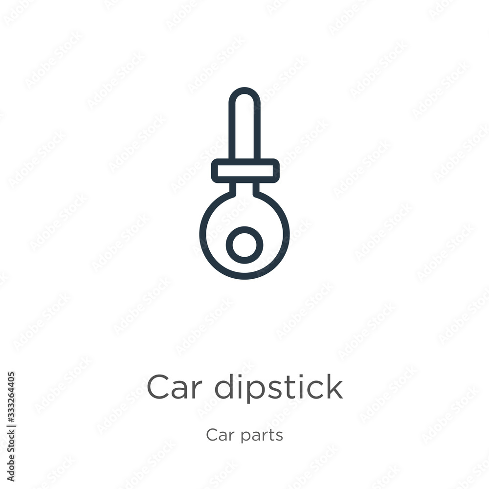 Car dipstick icon. Thin linear car dipstick outline icon isolated on white background from car parts collection. Line vector sign, symbol for web and mobile Car dipstick icon. Thin linear car dipstick outline icon isolated on white background from car parts collection. Line vector sign, symbol for web and mobile