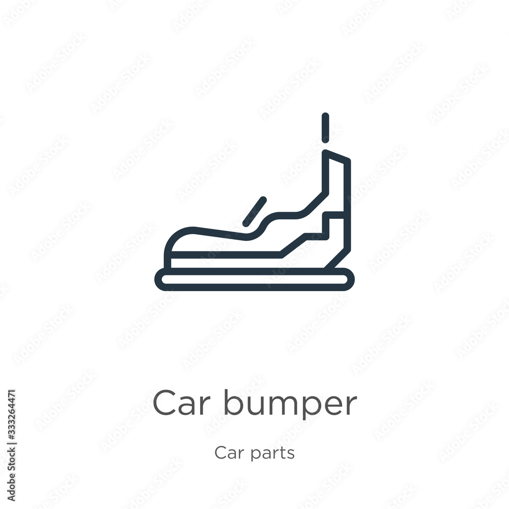 Car bumper icon. Thin linear car bumper outline icon isolated on white background from car parts collection. Line vector sign, symbol for web and mobile Car bumper icon. Thin linear car bumper outline icon isolated on white background from car parts collection. Line vector sign, symbol for web and mobile
