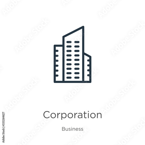 Corporation icon. Thin linear corporation outline icon isolated on white background from business collection. Line vector sign, symbol for web and mobile