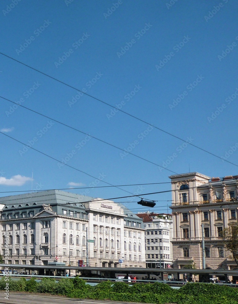 View of buildings with classical architecture in Vienna, Austria.1