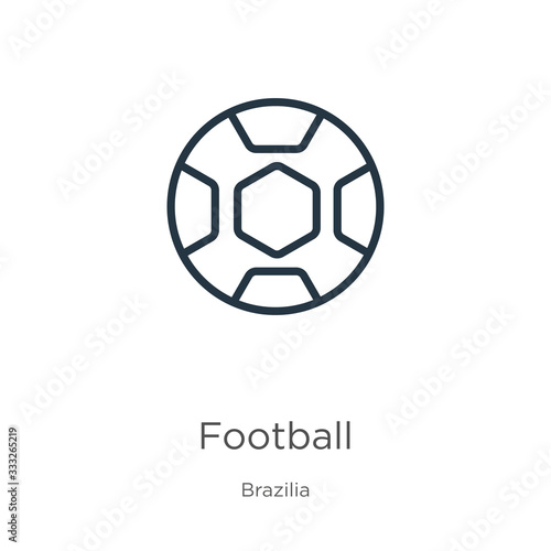 Football icon. Thin linear football outline icon isolated on white background from brazilia collection. Line vector sign  symbol for web and mobile