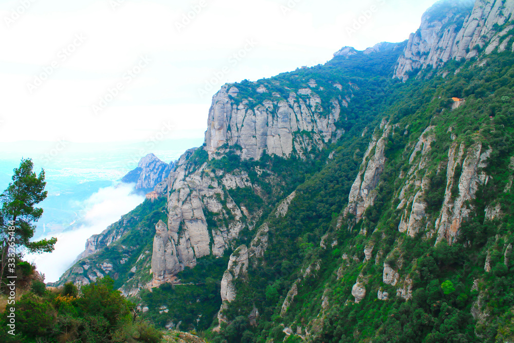 The magnificent mountains of Montserrat in the summer in Spain