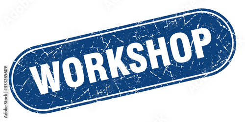 workshop sign. workshop grunge blue stamp. Label