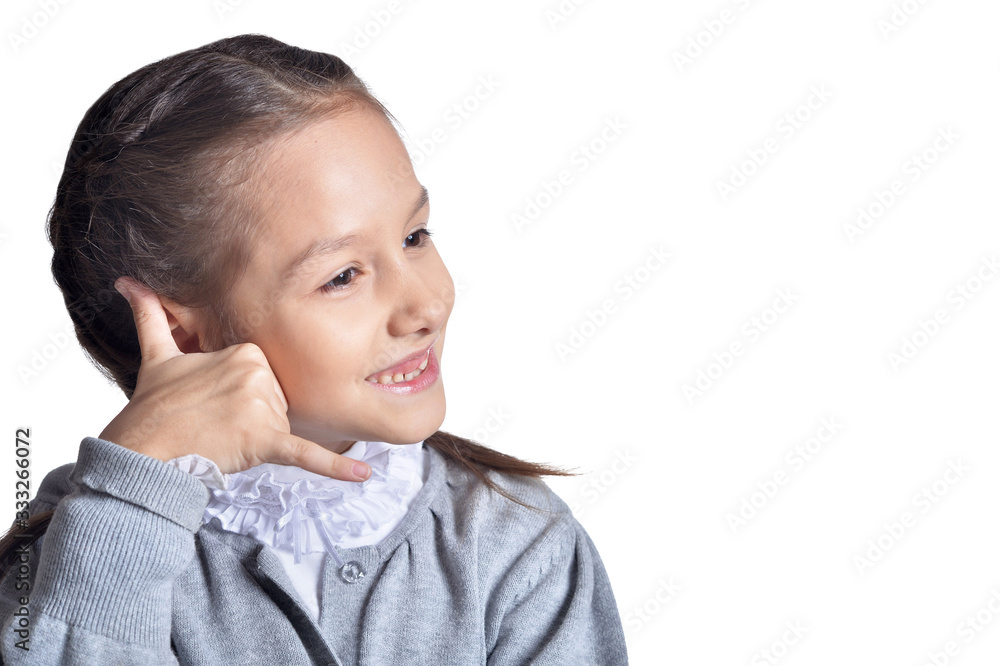Cute little girl posing isolated on white background Cute little girl posing isolated on white background