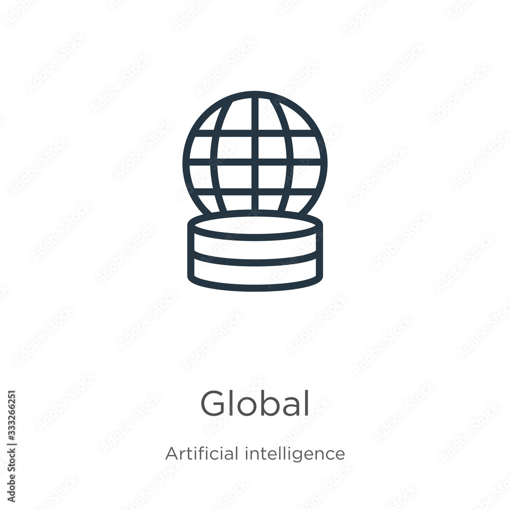 Global icon. Thin linear global outline icon isolated on white background from big data collection. Line vector sign, symbol for web and mobile Global icon. Thin linear global outline icon isolated on white background from big data collection. Line vector sign, symbol for web and mobile