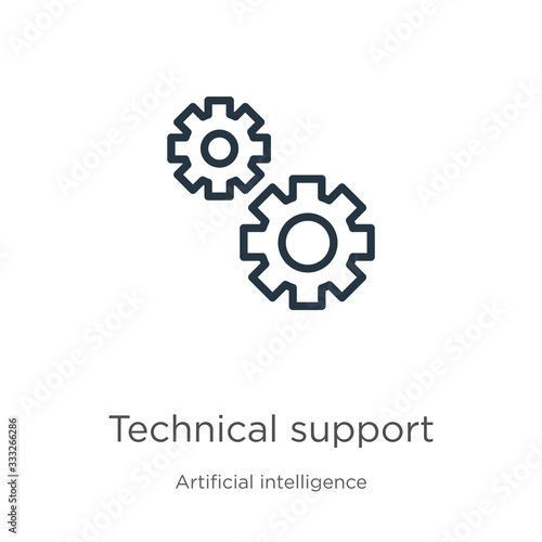 Technical support icon. Thin linear technical support outline icon isolated on white background from big data collection. Line vector sign, symbol for web and mobile