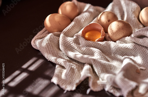 easter composition of chicken eggs