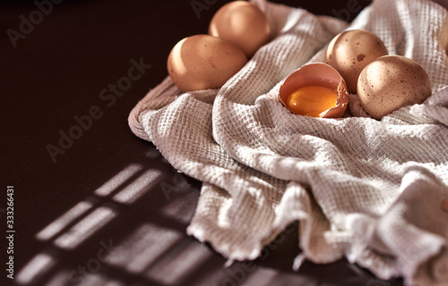 easter composition of chicken eggs