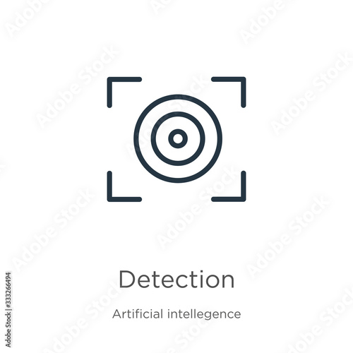 Detection icon. Thin linear detection outline icon isolated on white background from artificial intelligence collection. Line vector sign, symbol for web and mobile
