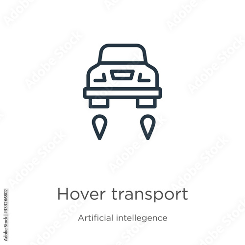 Hover transport icon. Thin linear hover transport outline icon isolated on white background from artificial intellegence and future technology collection. Line vector sign, symbol for web and mobile