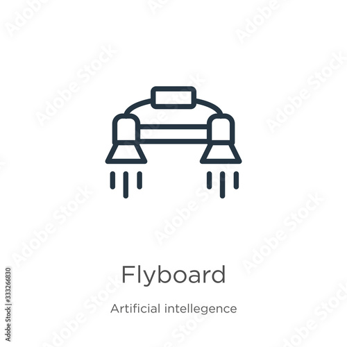 Flyboard icon. Thin linear flyboard outline icon isolated on white background from artificial intellegence and future technology collection. Line vector sign, symbol for web and mobile