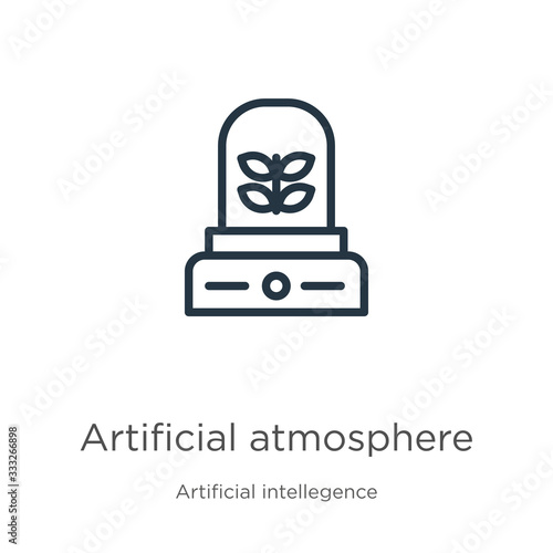 Artificial atmosphere icon. Thin linear artificial atmosphere outline icon isolated on white background from artificial intellegence and future technology collection. Line vector sign, symbol for web