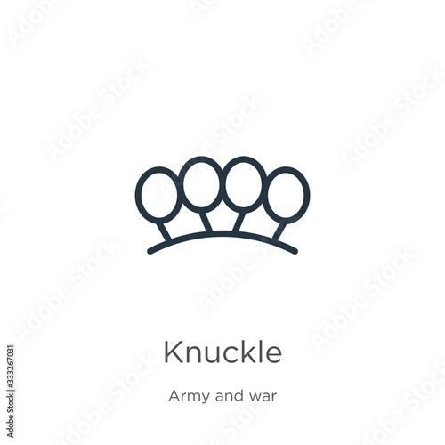 Knuckle icon. Thin linear knuckle outline icon isolated on white background from army and war collection. Line vector sign, symbol for web and mobile