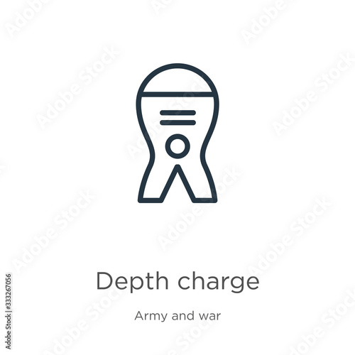 Depth charge icon. Thin linear depth charge outline icon isolated on white background from army and war collection. Line vector sign, symbol for web and mobile
