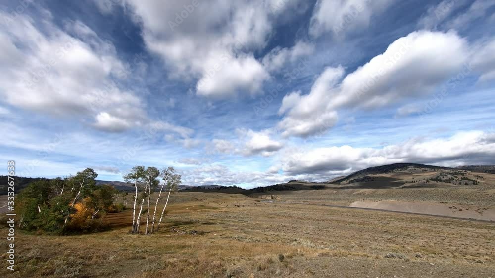 Timelapse in the Lamar Valley of Yellowstone National Park. Camera panning left to right with clouds approaching. Timelapse in the Lamar Valley of Yellowstone National Park. Camera panning left to right with clouds approaching.