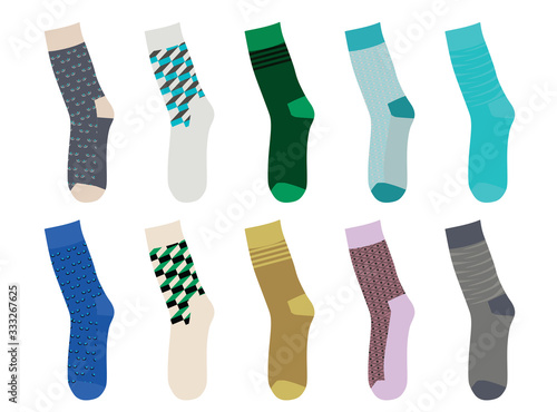 Colorful socks set. vector illustration 